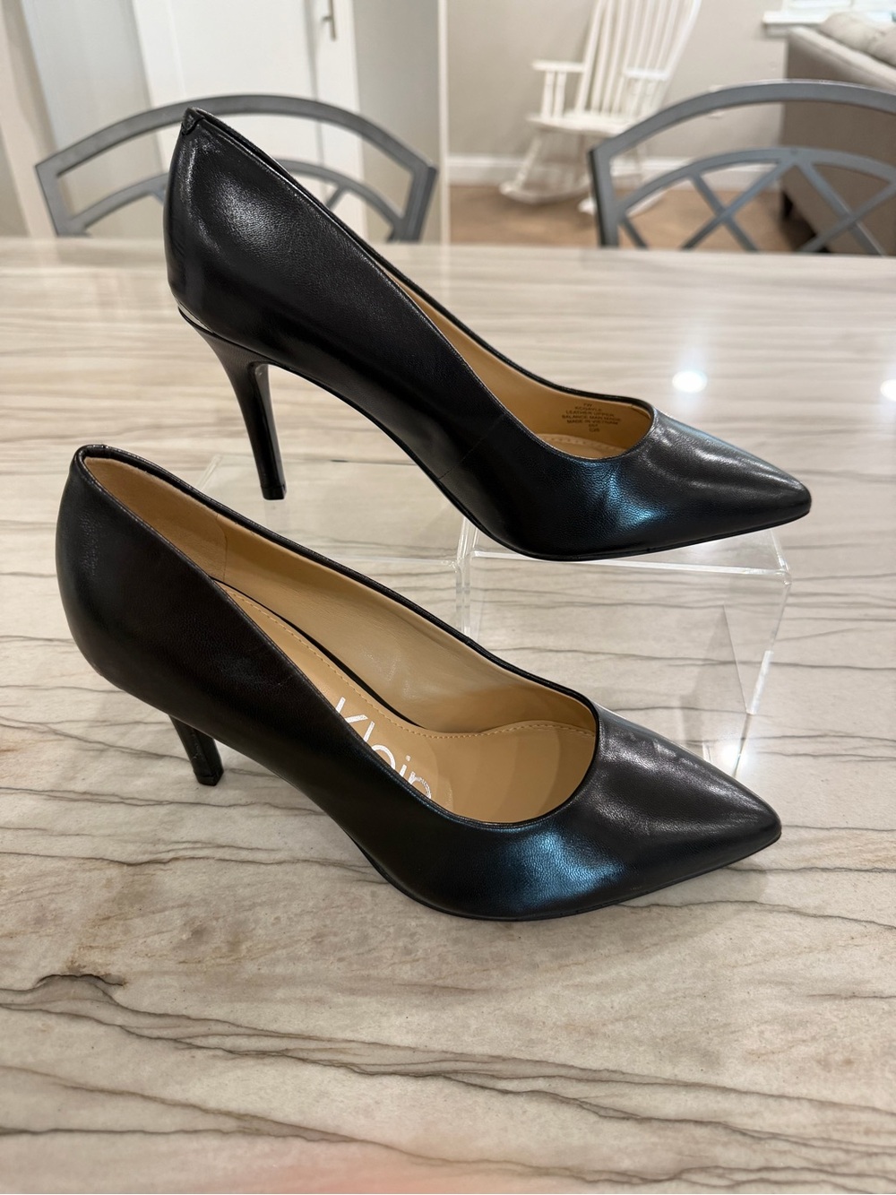 Calvin Klein Gayle Black Pointed-Toe Leather Pumps